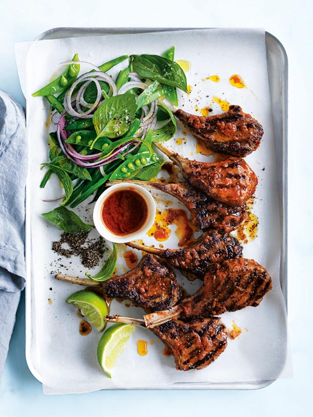 SUPER TASTY CHAR-GRILLED THAI LAMB CUTLETS WITH GREEN BEAN SALAD