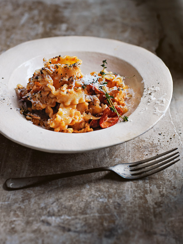 EASY WEEKNIGHTS CREAMY SEMI-BRIED TOMATO AND PINE NUT PASTA