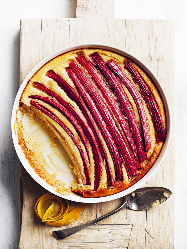 SWEET TREAT RHUBARB ALMOND PUDDING CAKE