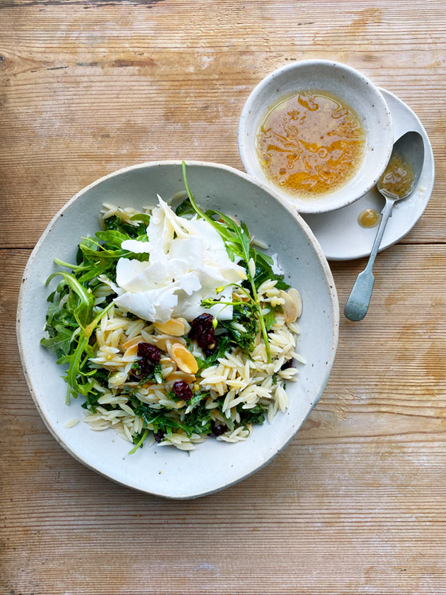 SUPER SIMPLE RISONI SALAD WITH KALE AND ALMONDS