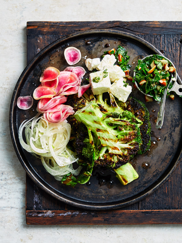CROWD PLEASER BARBECUED BROCCOLI SALAD WITH ALMOND SALSA VERDE