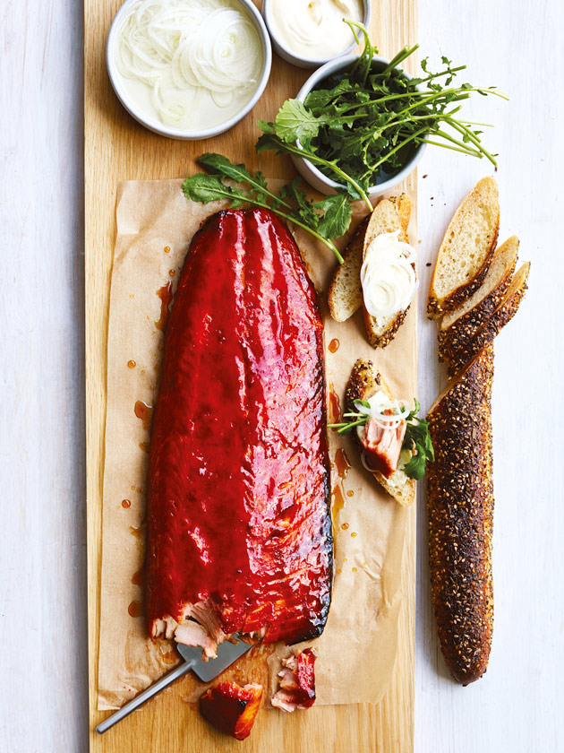 CROWD PLEASER BEETROOT AND MAPLE GLAZED SALMON WITH HORSERADISH CREAM