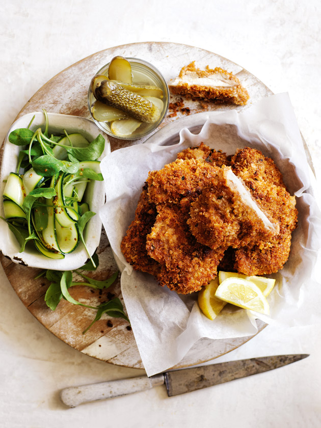 EASY WEEKNIGHTS BUTTERMILK NOT-FRIED CHICKEN WITH ZUCCHINI SLAW
