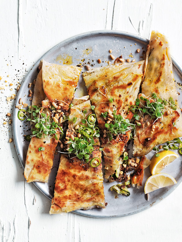 EASY WEEKNIGHTS CHEAT'S SPICY BEEF, ZUCCHINI AND HAVARTI GOZLEME