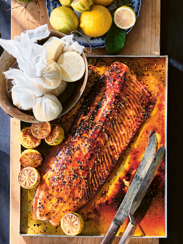 SUNSHINE, LEMONS AND SEA SALT GRILLED CHILLI HONEY SALMON