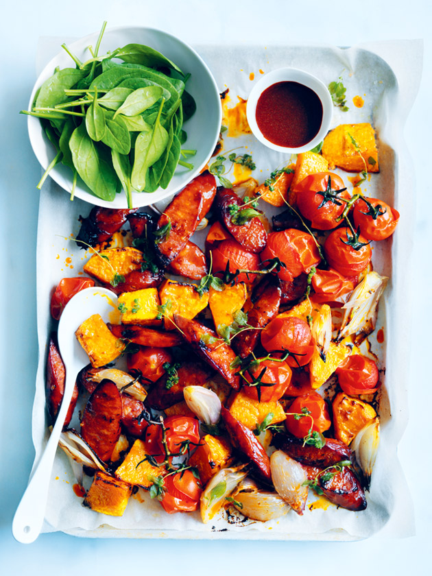 EASY WEEKNIGHT ROASTED PUMPKIN AND CHORIZO SALAD
