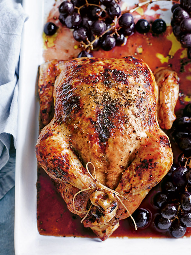vincotto roast chicken with herb and sherry stuffing