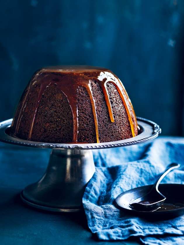 Steamed sticky date pudding with spiced rum and maple glaze