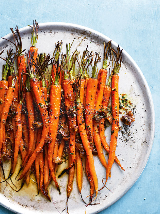 Roasted Carrots with Honey, Fig and Mustard Butter