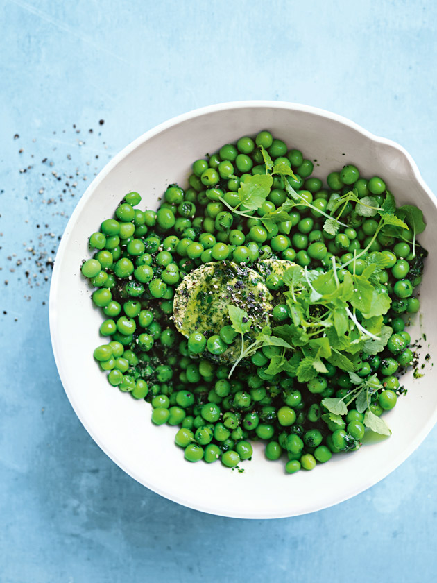 Peas with mint sauce butter