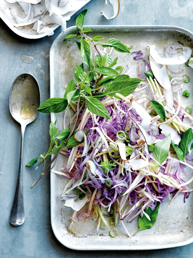 Red cabbage, mango and coconut slaw