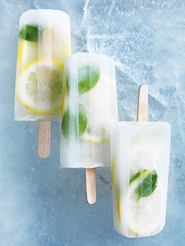 Limoncello and basil popsicles