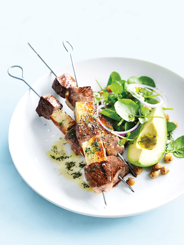 Haloumi And Lamb Skewers  Donna Hay