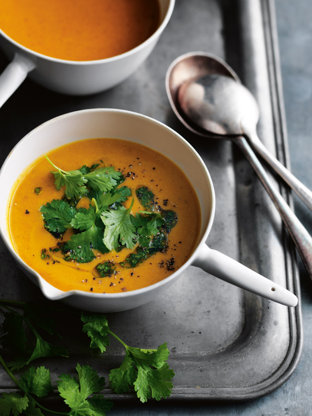 Sweet Potato Curry Soup With Coriander Oil Donna Hay