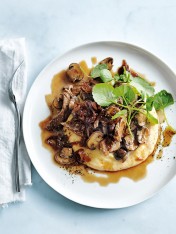 cheat’s red meat stroganoff with creamy polenta  Red Wine Gravy Cheats beef stroganoff with creamy polenta