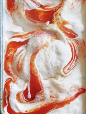 coconut ice-cream with peach and nectarine swirl