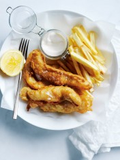beer battered fish and chips  Crispy Polenta-Lined Bocconcini Fish and chips