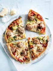pork sausage, brussels sprout and rosemary pizza