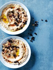 smoked almond hummus with vincotto and currants