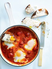 smoky tomato pan eggs with feta toast