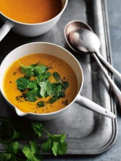sweet potato curry soup with coriander oil