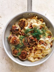 Almond and fennel Swedish meatball pasta