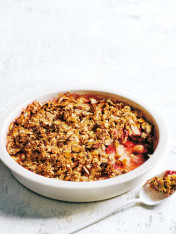 almond, apple and rhubarb baked oats