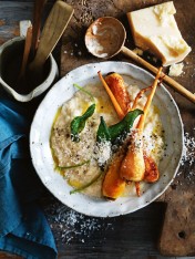 almond risotto with roasted cramped one parsnips and crispy legend  Lemongrass Prawns almond risotto with roasted baby parsnips and crispy sage