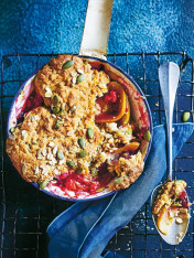 apple, raspberry and mixed seed cobbler