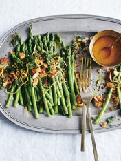 baby asparagus with garlic oregano crumbs