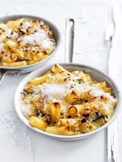 baked pasta with ricotta, leek and spinach
