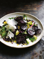 beetroot and dark rice salad  Feta And Eggplant Meatballs beetroot and black rice salad