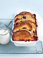 blueberry and raspberry bread and butter pudding  Lemongrass Prawns bread and butter pudding