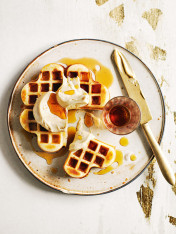 brown butter waffles with whipped maple butter  Contemporary York Deli Sandwich brown butter waffles with whipped maple butter
