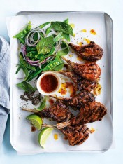 char-grilled thai lamb cutlets with green bean salad