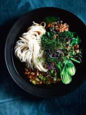 rooster and broccoli miso noodle soup