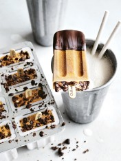 chocolate-dipped almond milk coffee popsicles