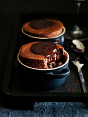 chocolate soufflés with chocolate sauce  Basil And Lime Beef Rolls chocolate souffles with chocolate sauce