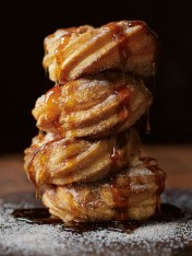 cinnamon churros doughnuts with sticky maple syrup