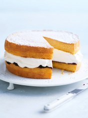 sponge cake with cream and jam
