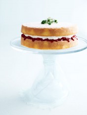 classic sponge cake with jam and cream