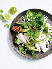 coconut, lime and coriander poached chicken salad