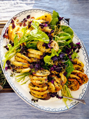 crispy parmesan-crusted potato and rocket salad