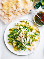 crispy rice salad with lime and chilli chicken
