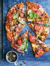 eggplant and caramelised onion pizza