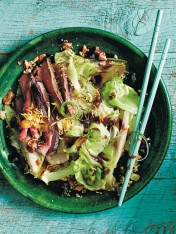 endive, iceberg and red meat scurry-fry