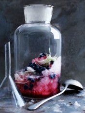 fennel-infused vodka punch with blueberries