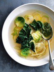 fennel, brussels sprout and pesto soup