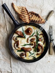 herb and mozarella mushrooms with garlic toasts