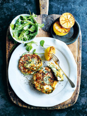 herb and feta ricotta fritters